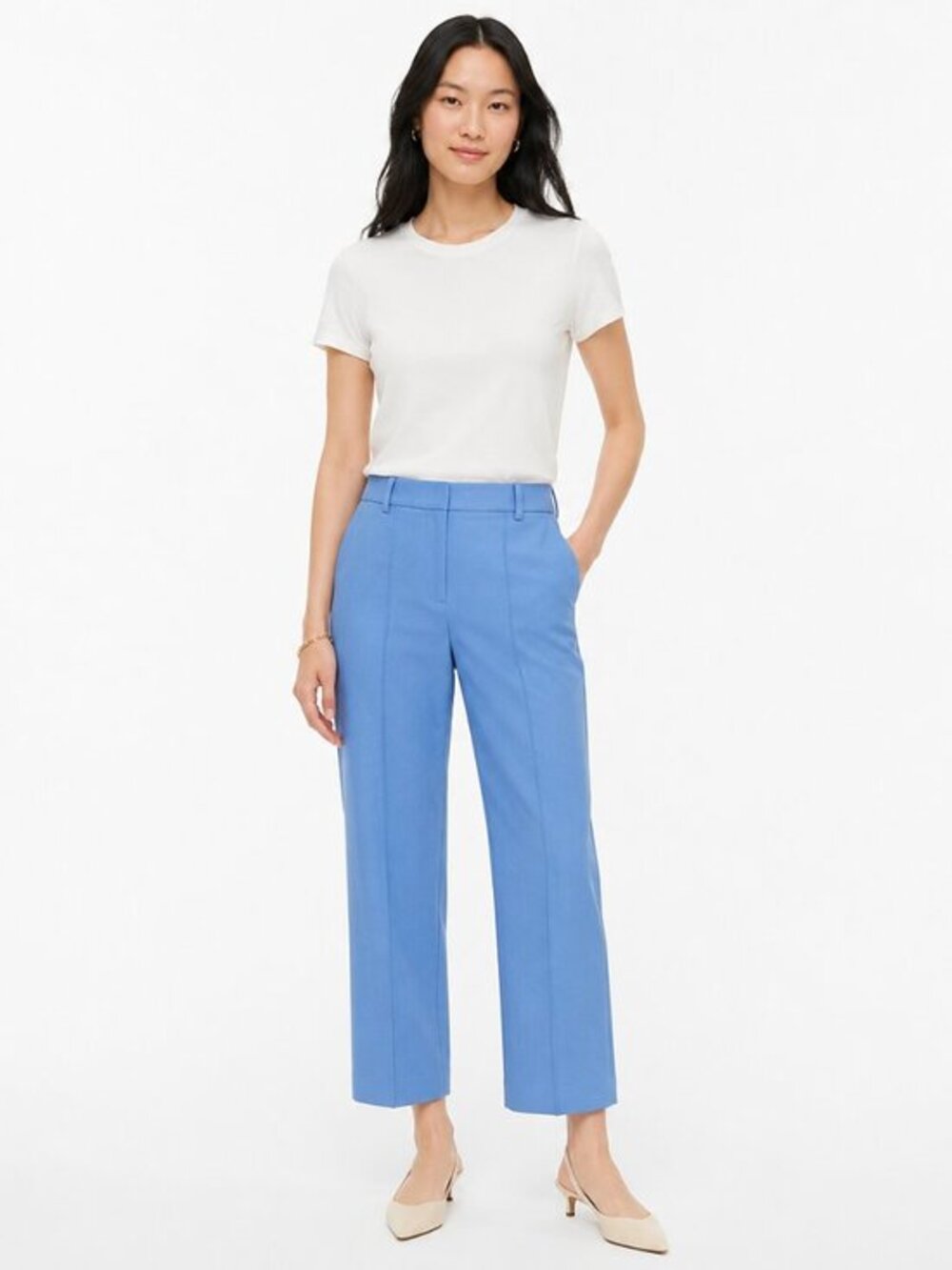 J. Crew Natalia Pleated Crop Flare Pant in Cornflower Blue Career Office Size 4